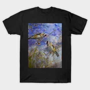 Goldfinches in mixed media T-Shirt